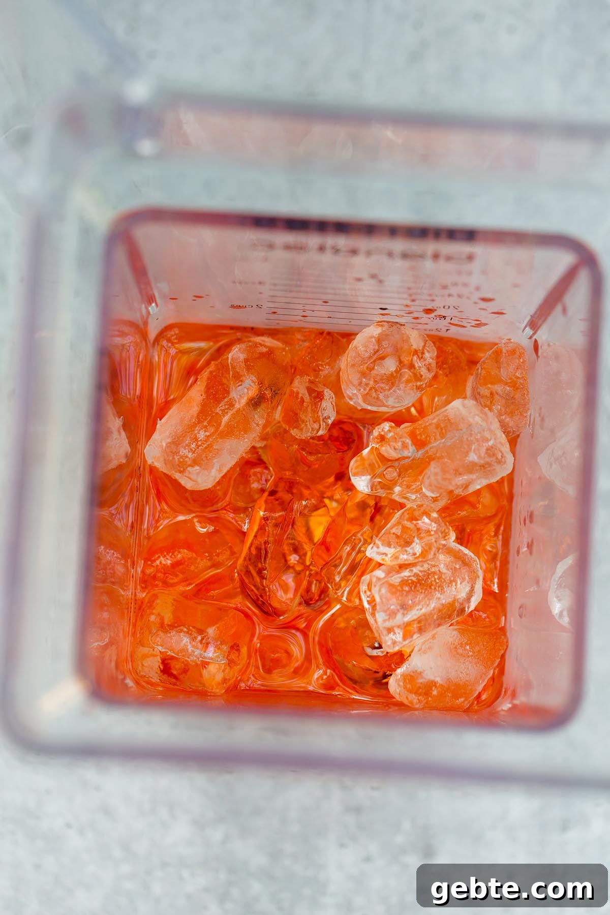 aperol prosecco and ice in a blender