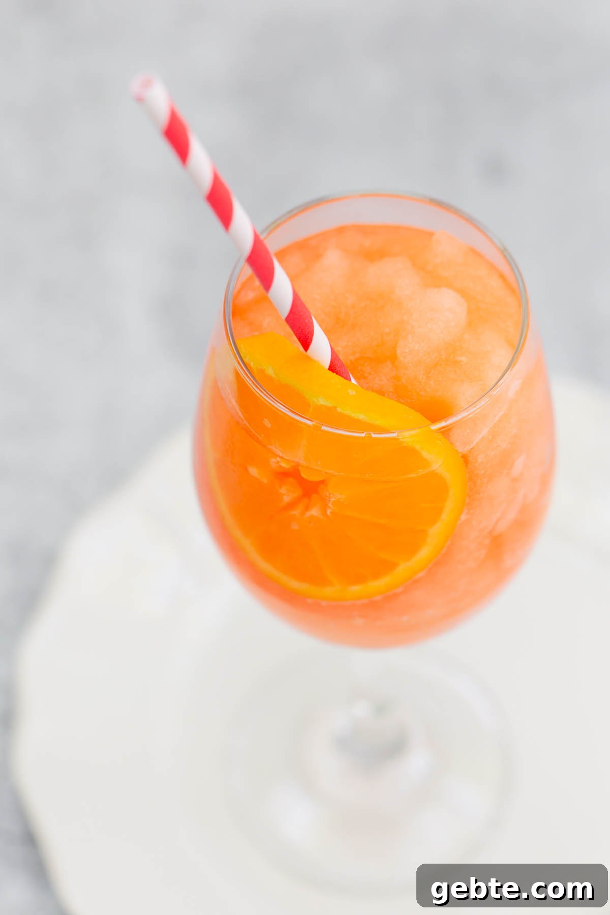 frozen aperol spritz with an orange slice