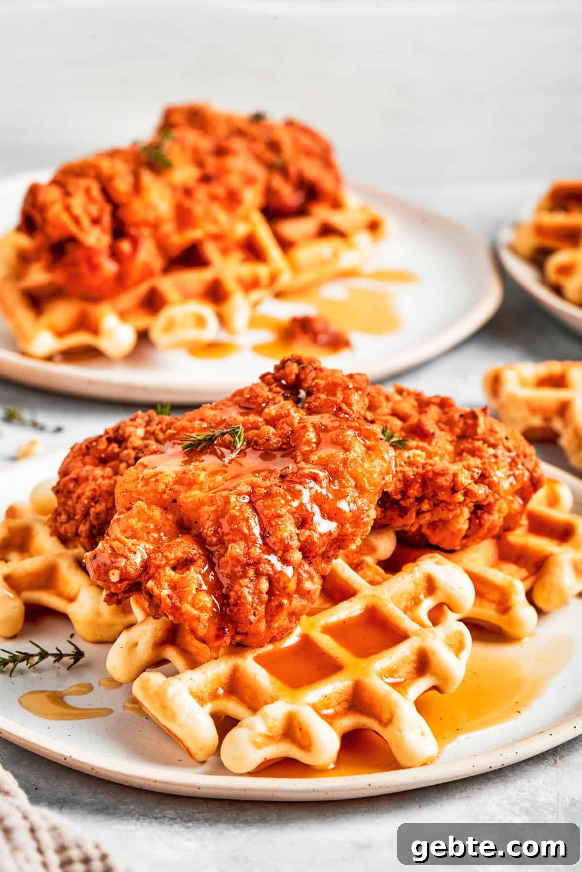 Fried chicken served over a waffle.