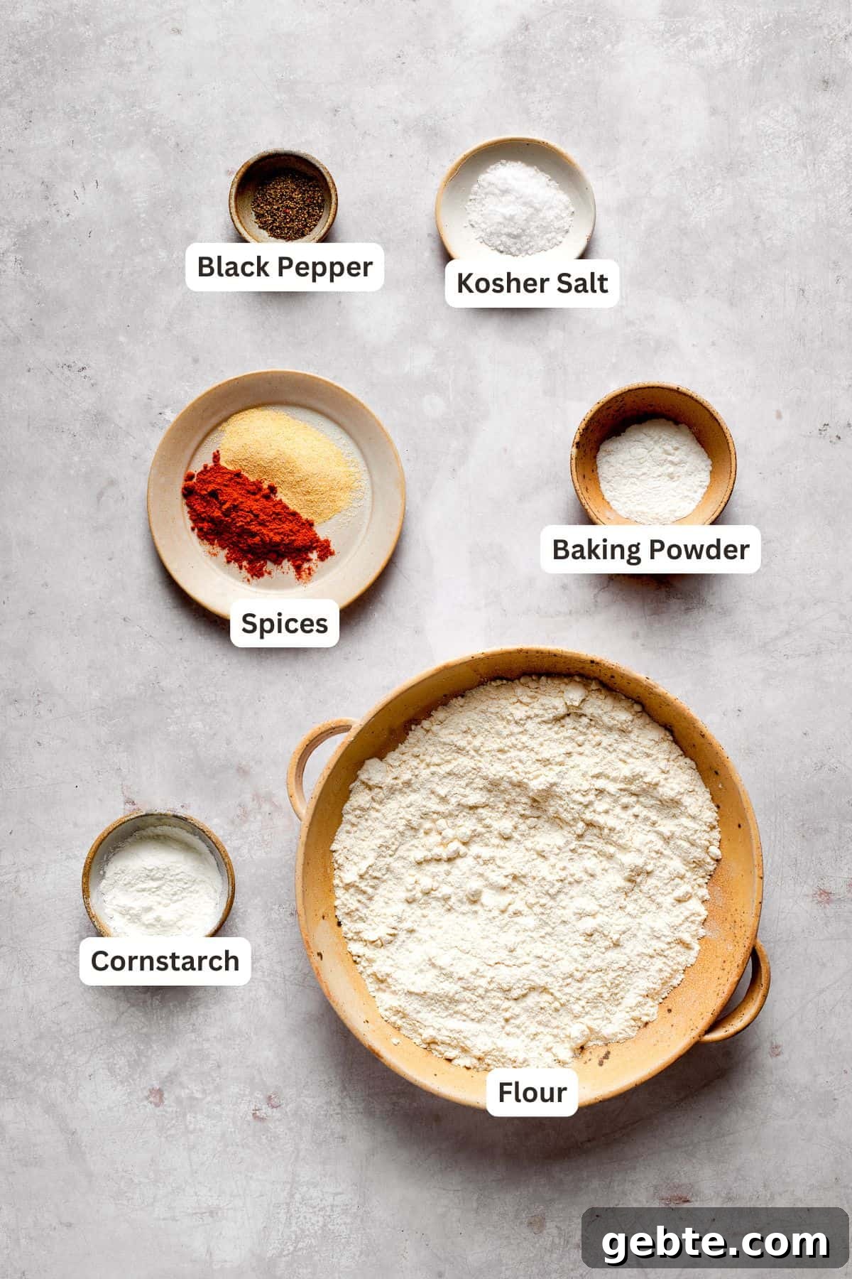 Dredging mix for fried chicken is text-labeled.
