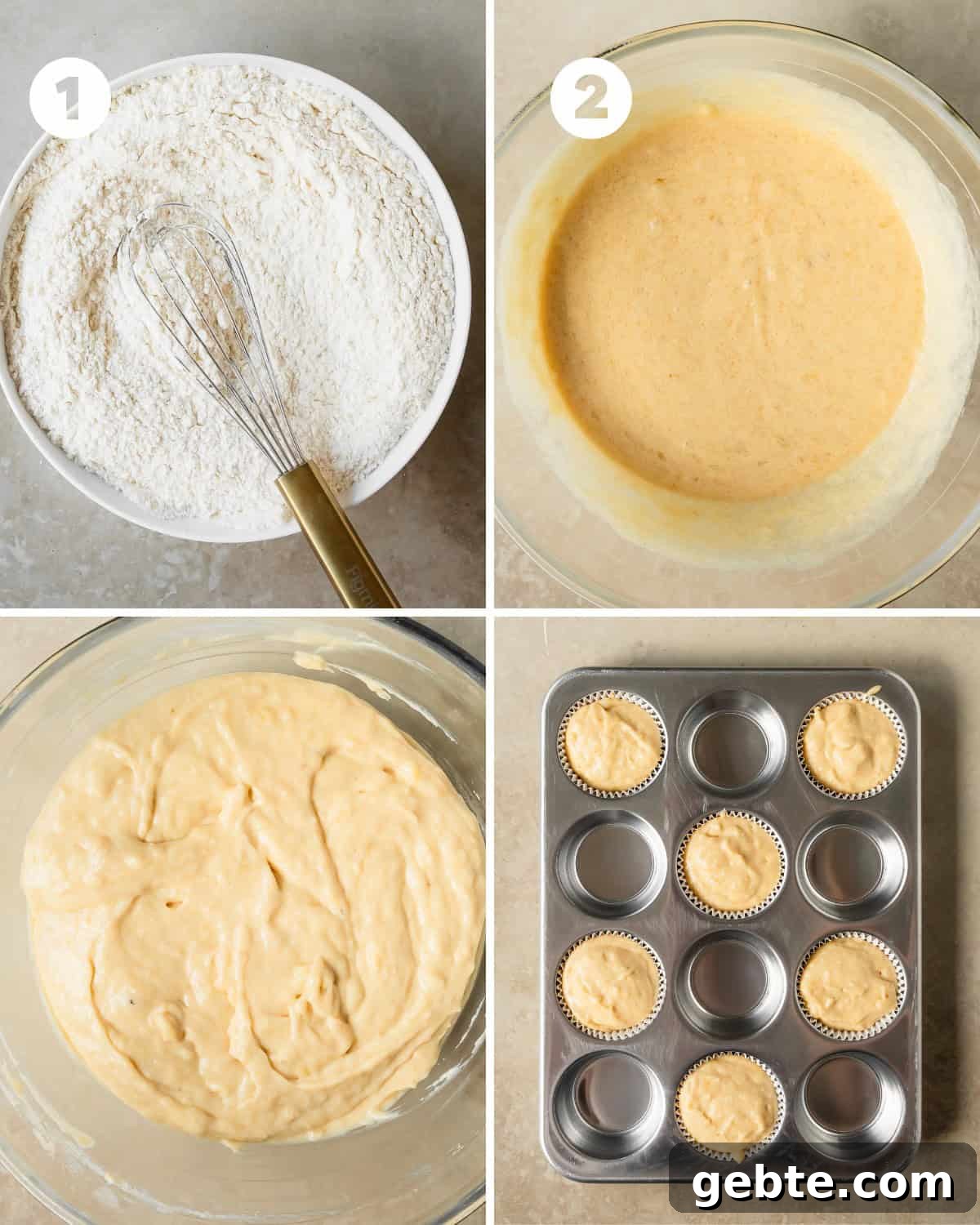 Moist Banana Buttermilk Muffins Recipe 5 Preheat the oven to 425 F (218 C). Preheat the oven for at least 20 minutes prior to baking the banana muffins. Line (2) 12 ct. muffin pans with cupcake liners. In a mixing bowl, whisk the flour, baking powder, baking soda and salt together until well combined.
In another bowl whisk the bananas until thoroughly mashed. Then whisk in the butter and sugars until smooth and well combined. Once smooth and well combined whisk in the eggs and vanilla extract until smooth and well combined. Stir the dry ingredients into the wet, alternating with the buttermilk in this order: dry, buttermilk, dry, buttermilk, dry, until just combined. Do not overmix. If you would like to add chocolate chips, do so now.Use a 3 tablespoon sized cookie scoop to scoop the buttermilk banana muffin batter into each of the muffin liners, alternating every other cup. Top with sparkling sugar if you like.