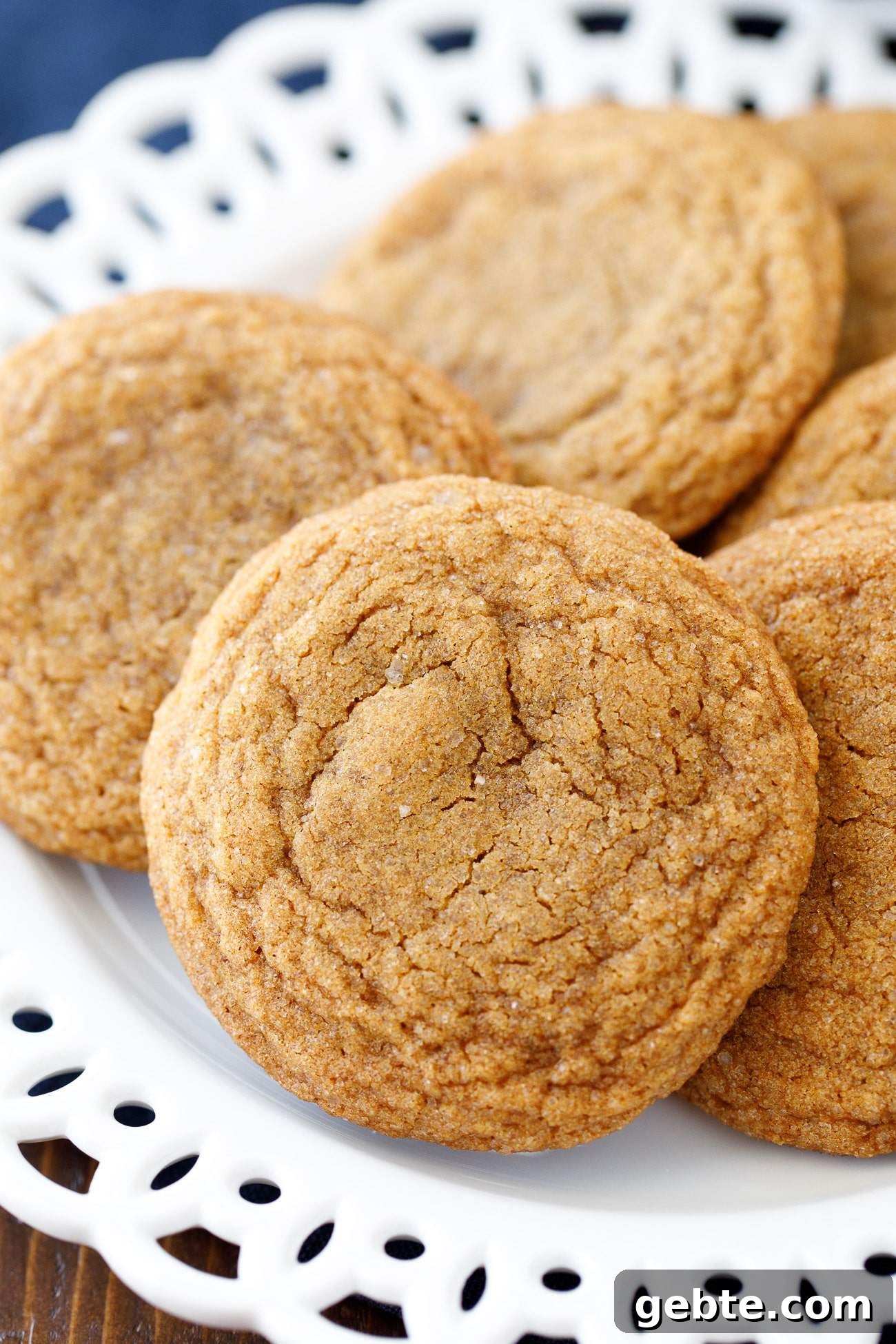 soft ginger molasses cookies on a plate