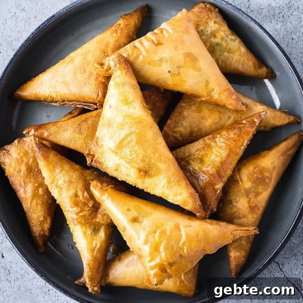 Crispy Cheese Sambousek: Middle Eastern Fried Pastries 8 Deep fried pastries in a bowl.