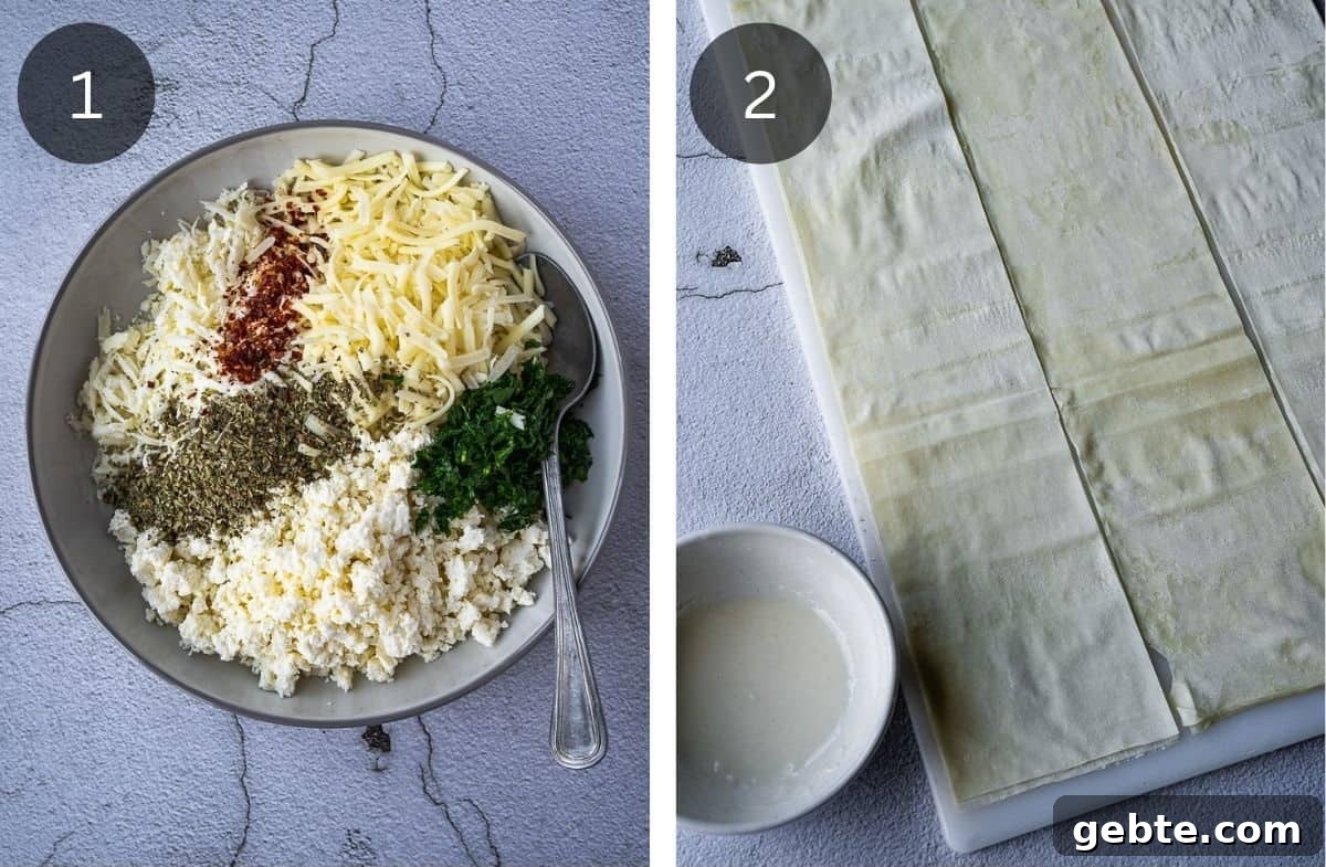 Crispy Cheese Sambousek: Middle Eastern Fried Pastries 4 Recipe method 1-2.