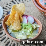 chicken pozole recipe with radishes and avocado
