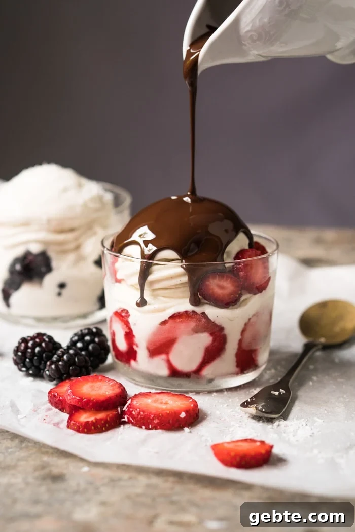 Keto frozen yogurt with a chocolate magic shell