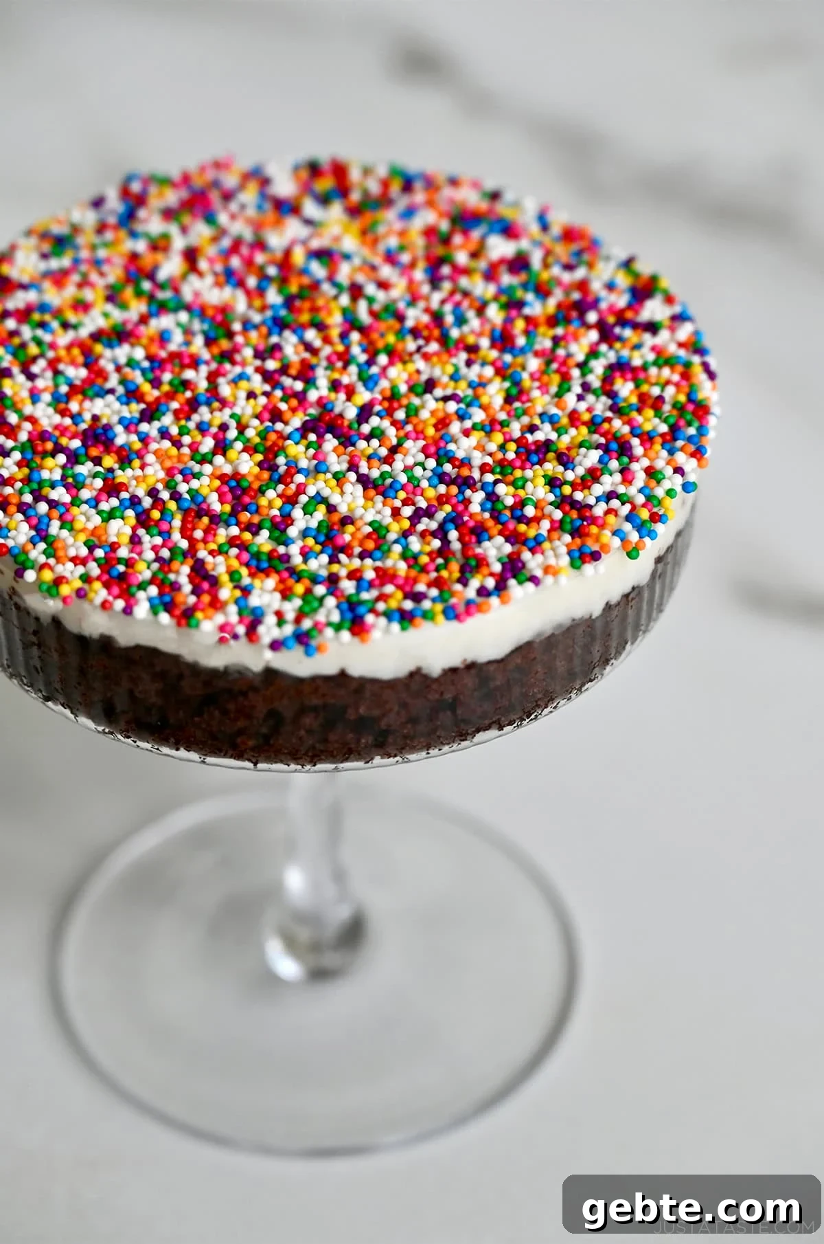 Homemade Polka Dot Cake Recipe 10 DIY dot cake in a cocktail glass.