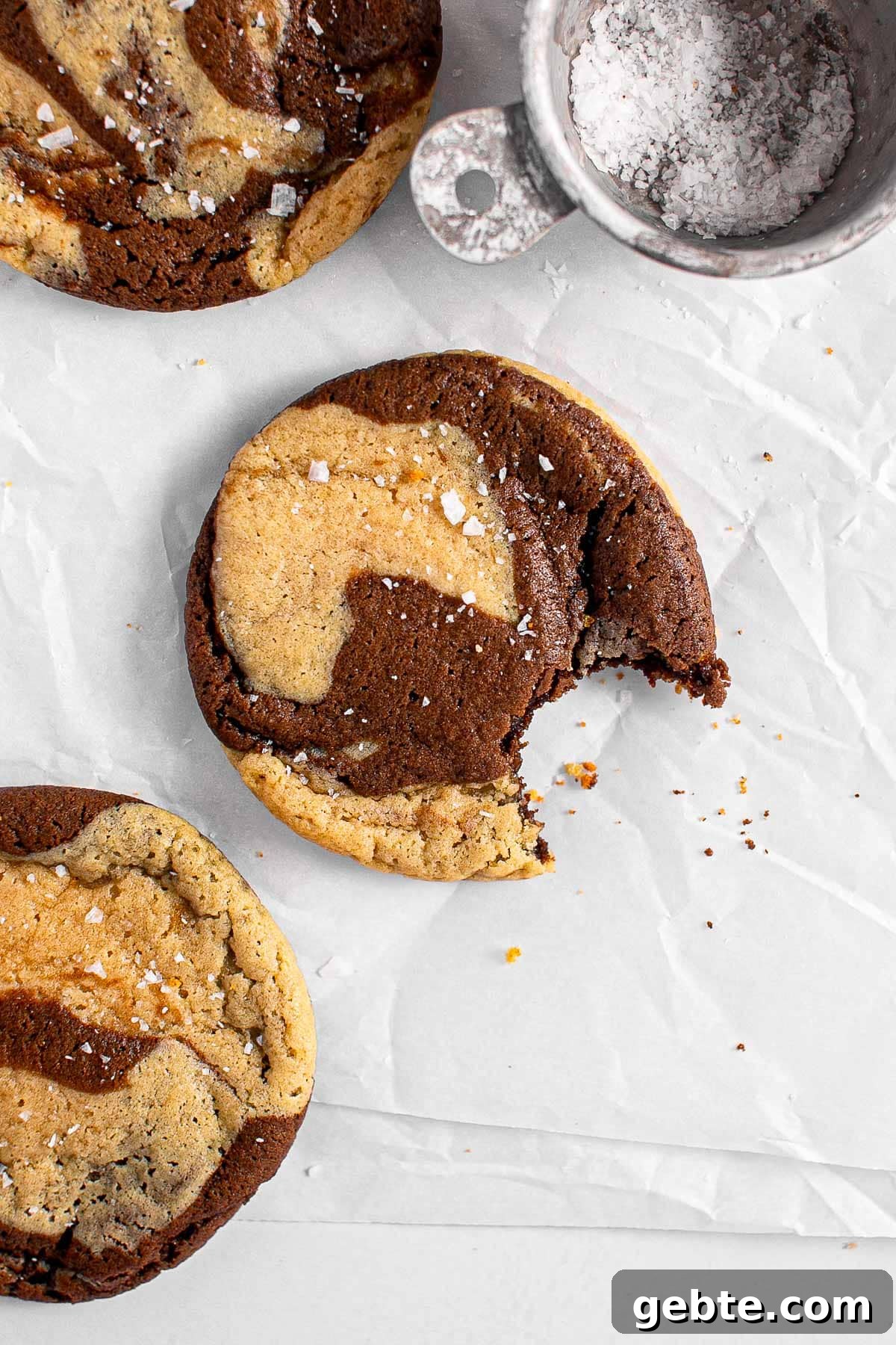 Chocolate marble cookies on a plate