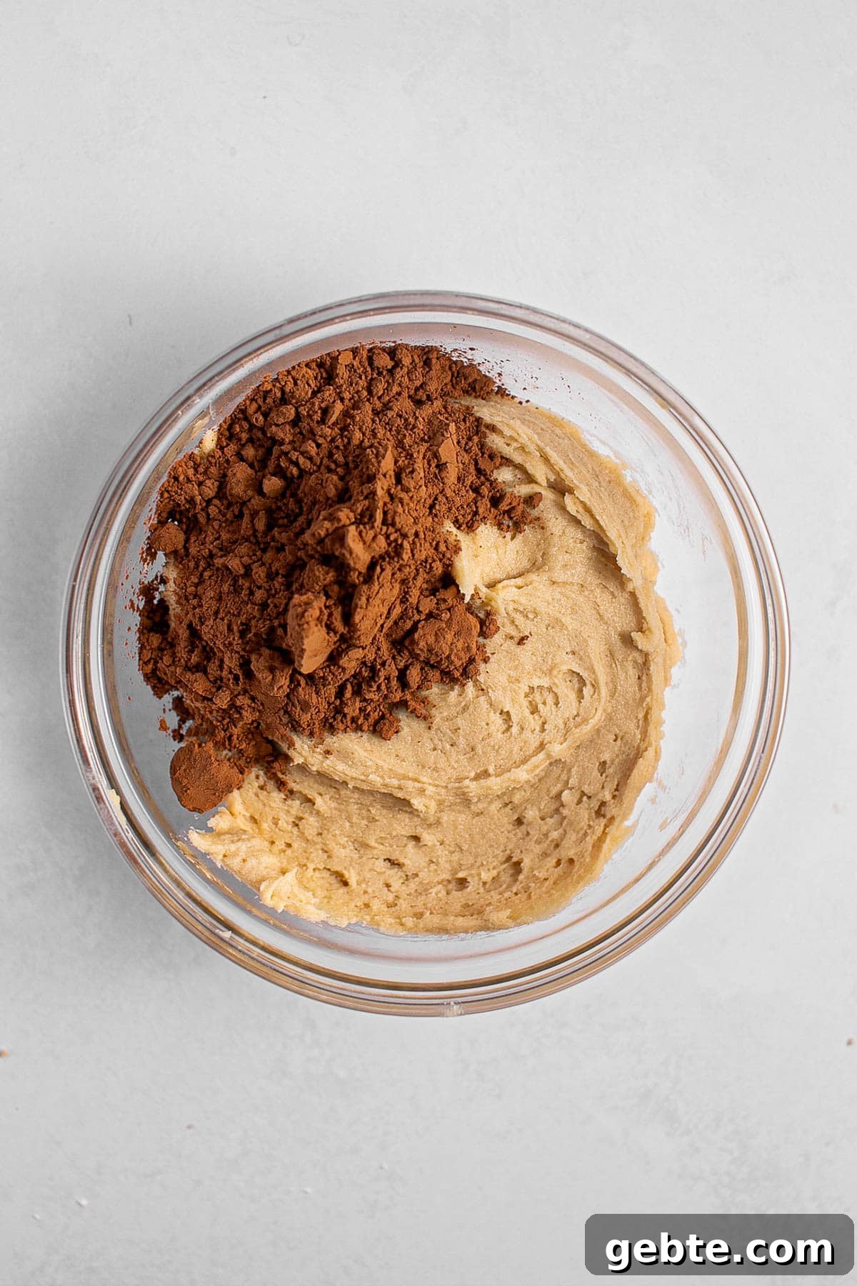 Adding cocoa to dough