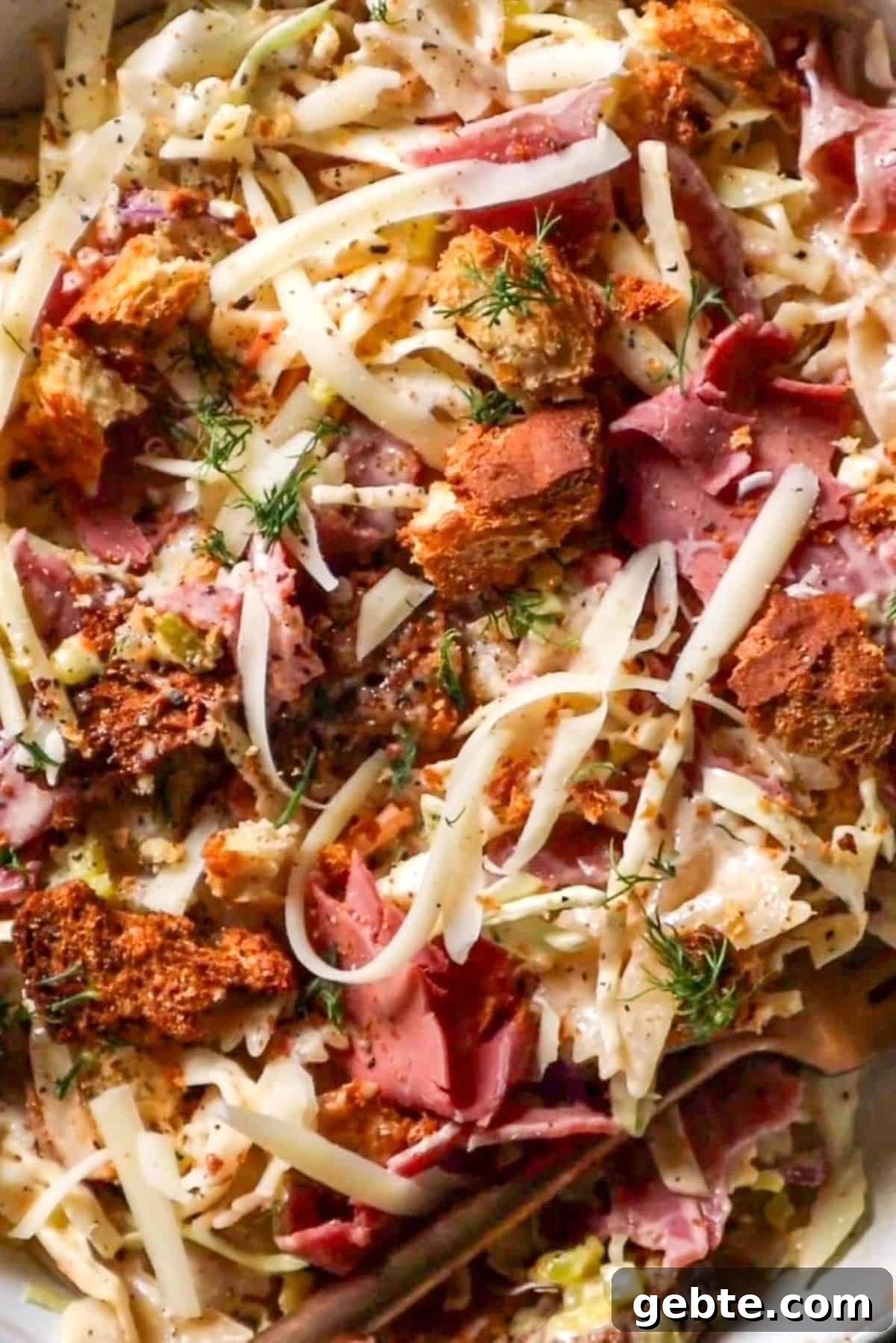 Deli Pasta Salad Recipe with Salami, Cheese & Olives 2 Deli Pasta Salad with Corned Beef, Swiss & Rye Croutons