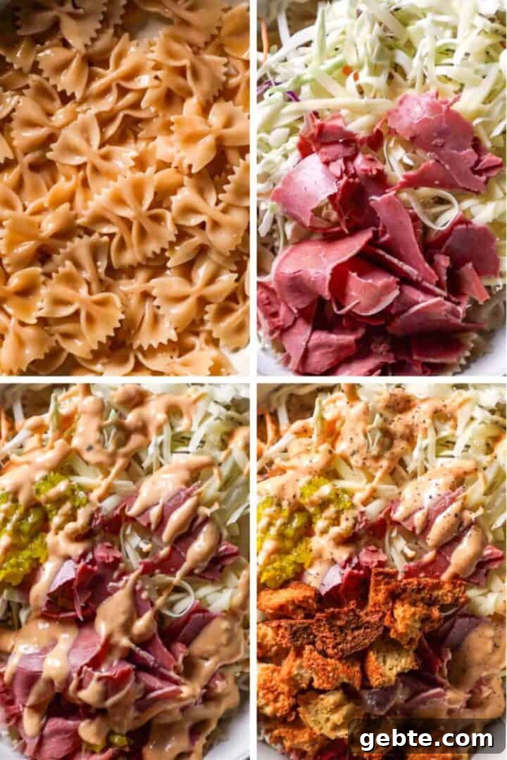 Deli Pasta Salad Recipe with Salami, Cheese & Olives 5 how to make deli pasta salad with thousand island and rye croutons