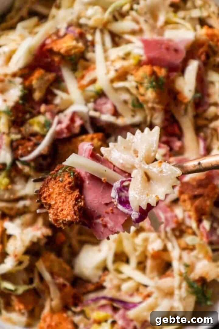 Deli Pasta Salad Recipe with Salami, Cheese & Olives 7 corned beef pasta salad with rye croutons