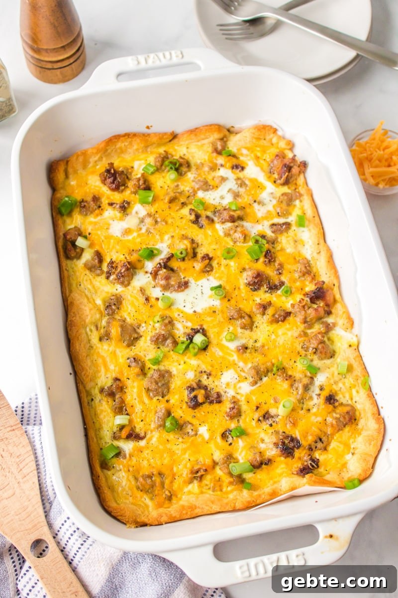 Easy Brunch Casserole ready to serve easy brunch casserole in dish