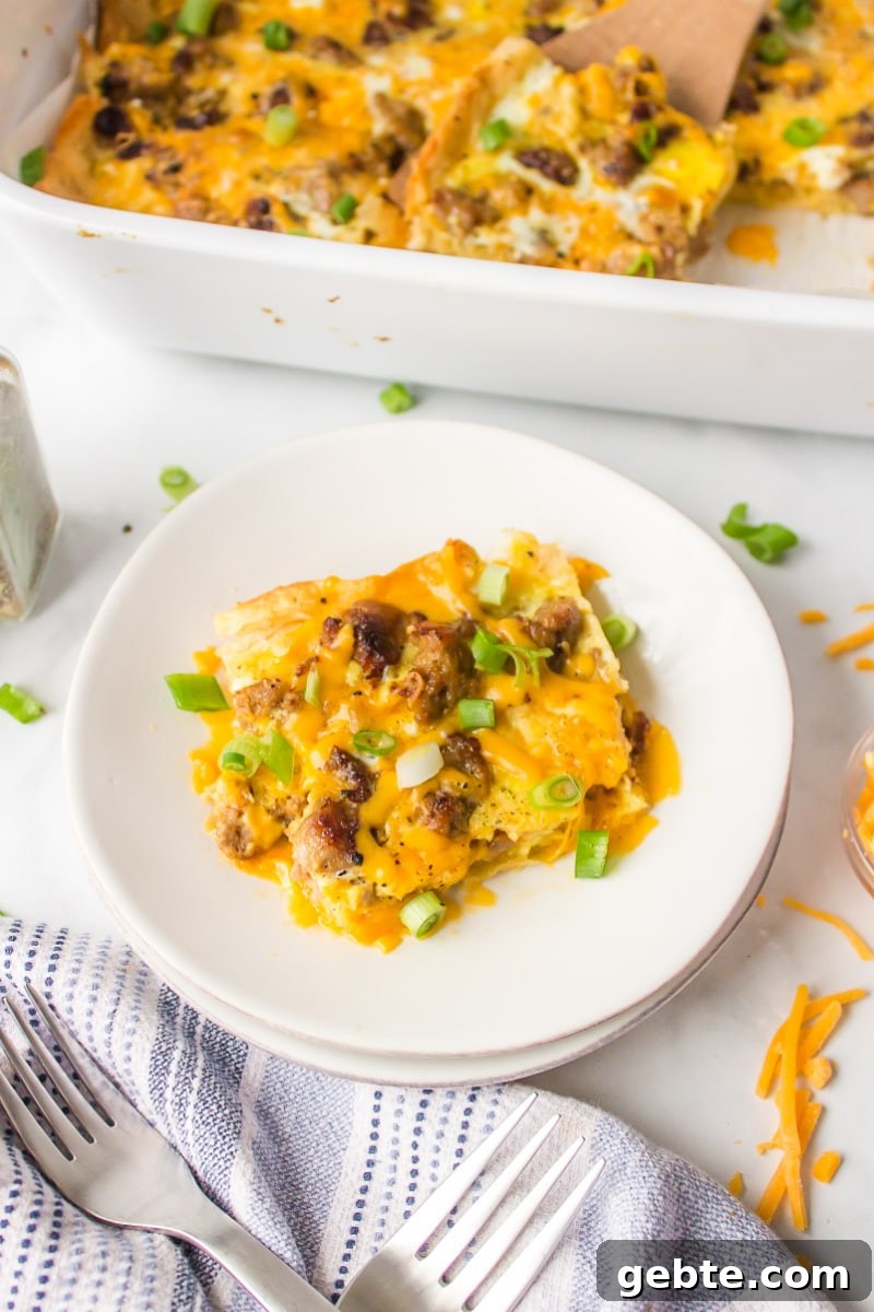 Easy Brunch Casserole serving easy brunch casserole serving on plate