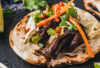 Korean Short Rib Tacos with Kimchi Slaw