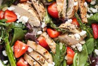 Grilled Chicken Salad with Strawberries and Asparagus