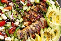 Greek Chicken Salad with Feta, Olives and Lemon Dressing