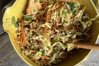 Crisp Spring Green Cabbage Salad with Roast Chicken
