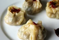 Vegan Shu Mai Dumplings with Broccoli, Zucchini, Garlic