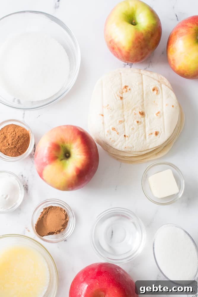 ingredients for apple pie tacos