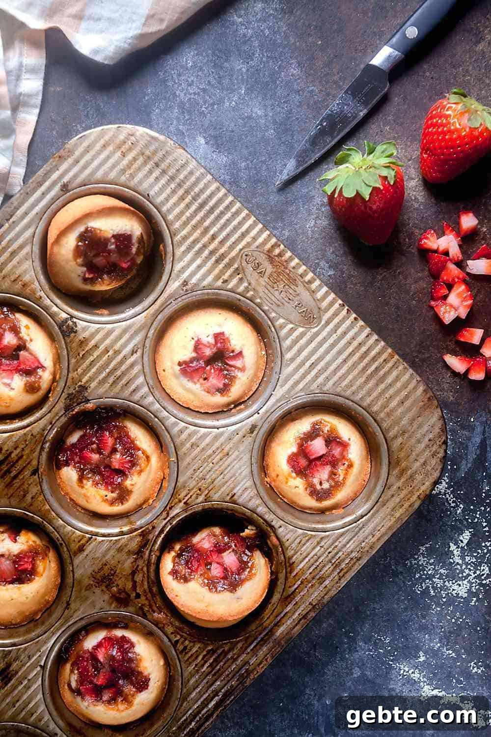 Strawberry-Rhubarb Financiers (Gluten-Free) 4 GlutenFree Financiers in a Muffin Pan