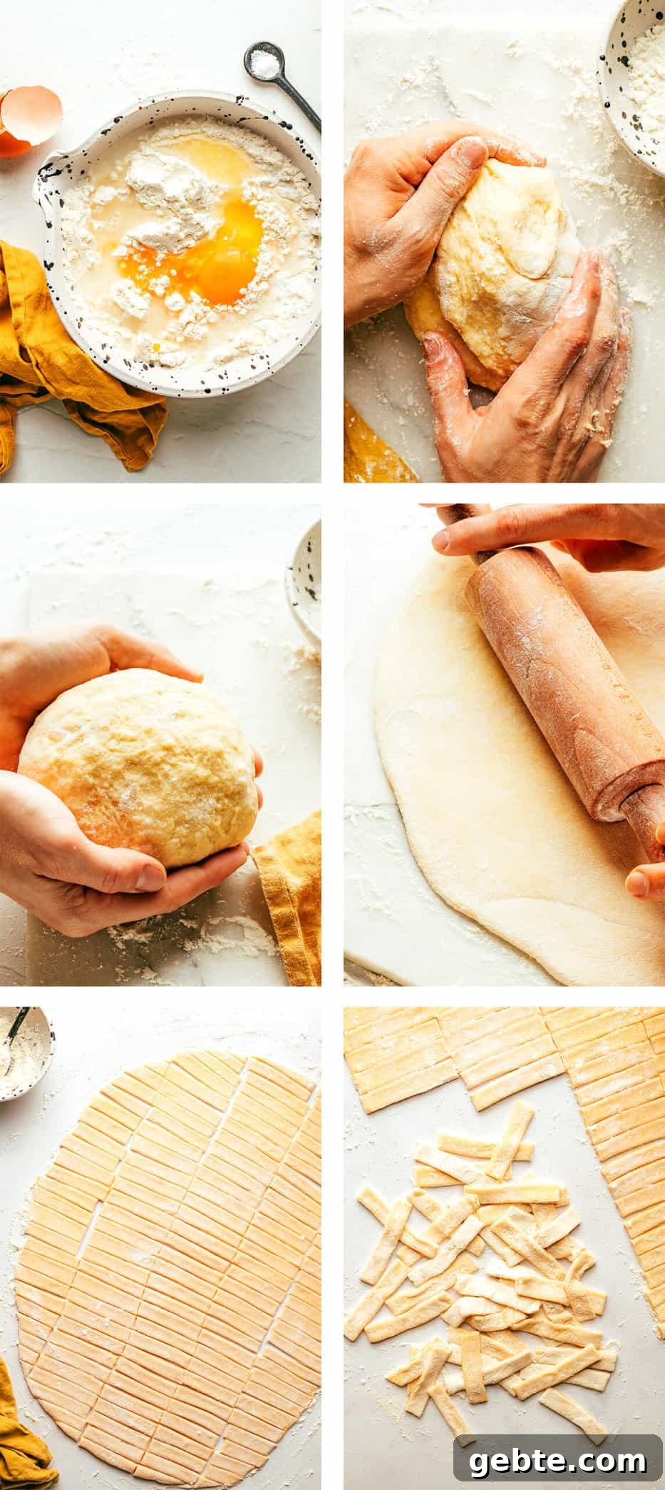 Step by step of how to make egg noodles