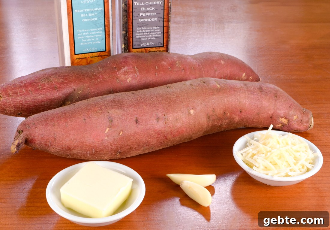 Garlic Butter Smashed Sweet Potatoes with Parmesan
