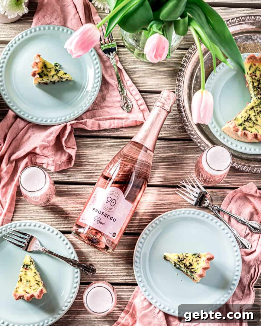 Prosciutto Quiche with Goat Cheese, Spinach and Basil 6 90+ Cellars Prosecco Rosé