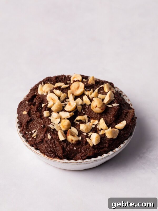 Homemade Nutella spread in a bowl.