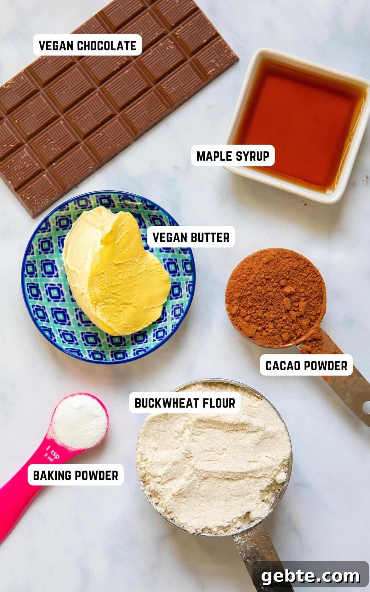 Ingredients to make Gluten Free Chocolate Cookies.
