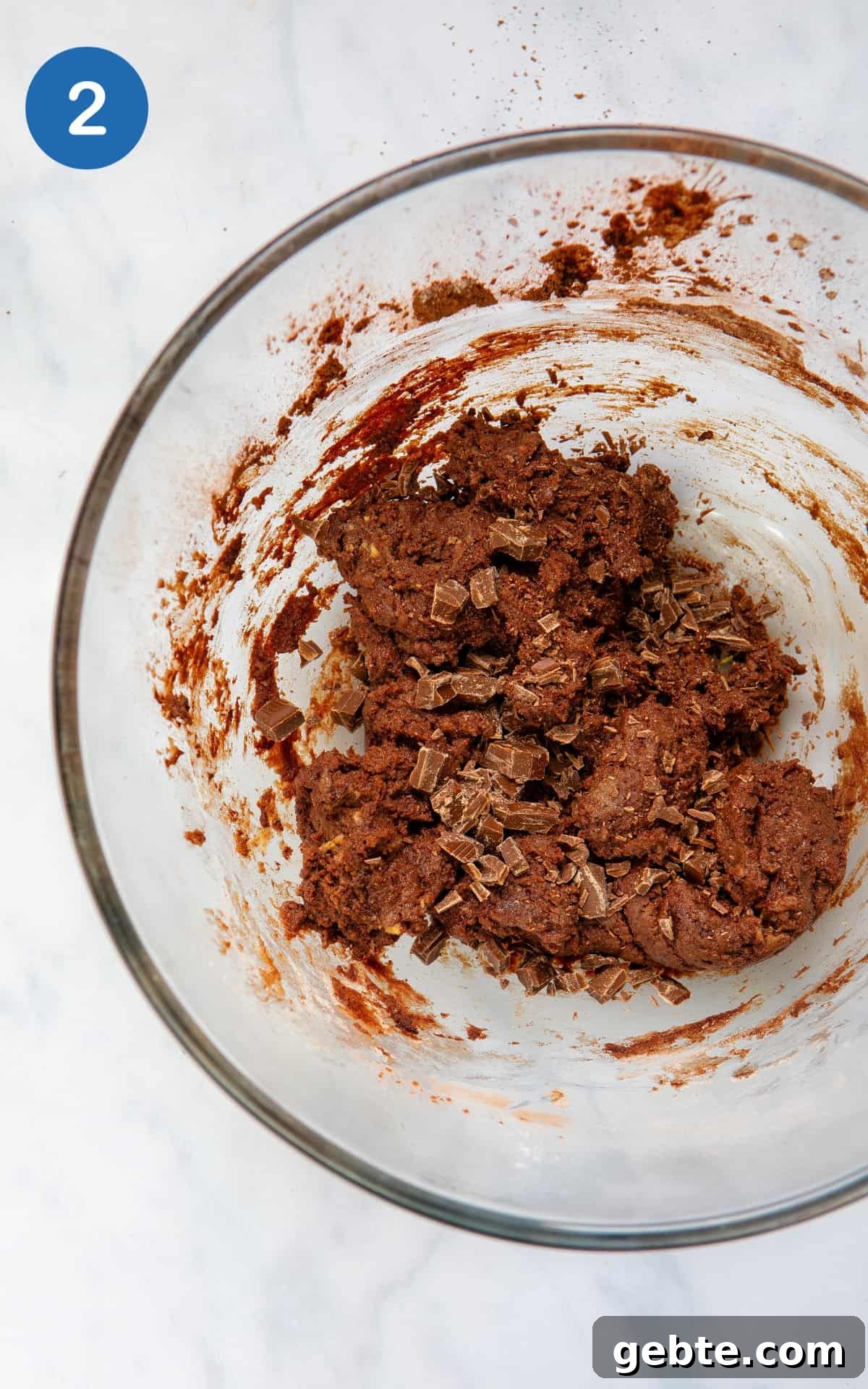 Chopped pieces of chocolate added to the cookie mix.