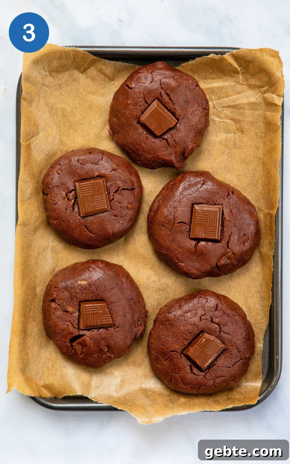 Gluten Free Chocolate Cookies on a baking tray.