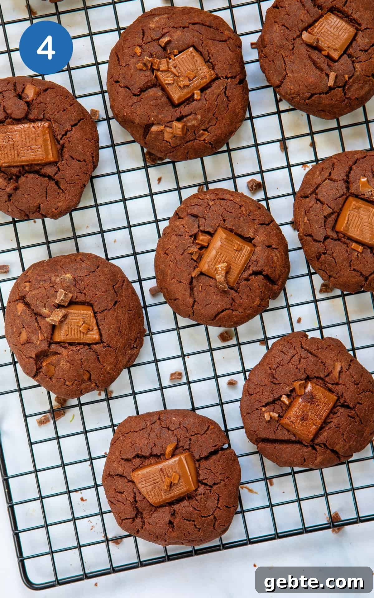 Gluten Free Chocolate Cookies on a cooling rack.