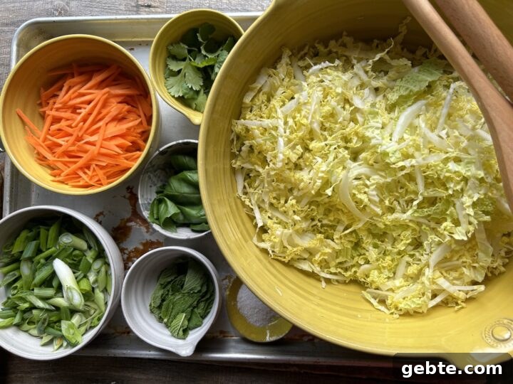 Salad ingredients on counter