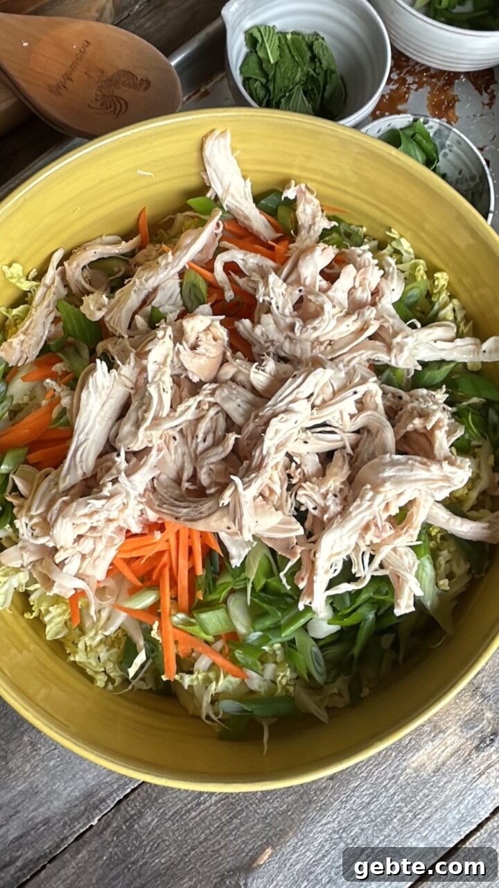 Salad with shredded chicken
