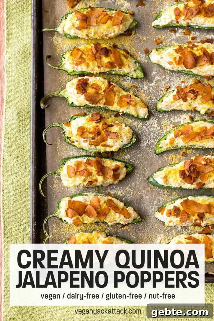 Creamy Quinoa Jalapeño Poppers with Coconut Bacon