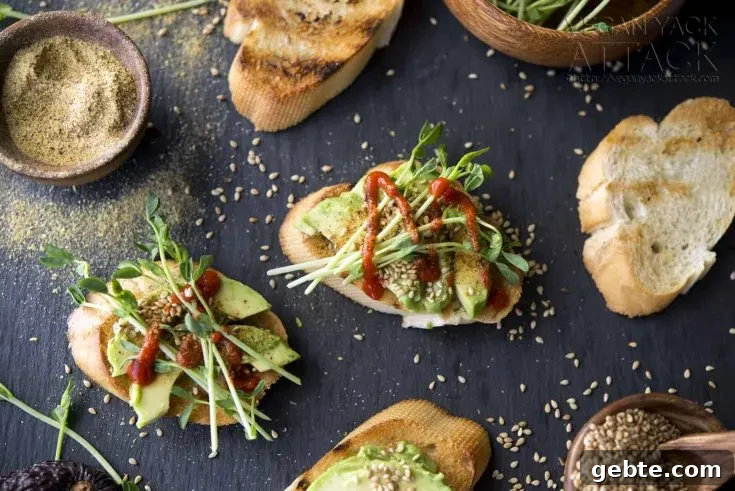 Smoky Sesame Avocado Crostini