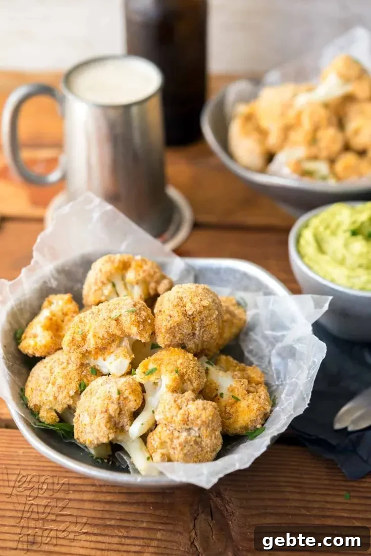 Almond-Crusted Cauliflower Bites with Avocado Ranch Dip
