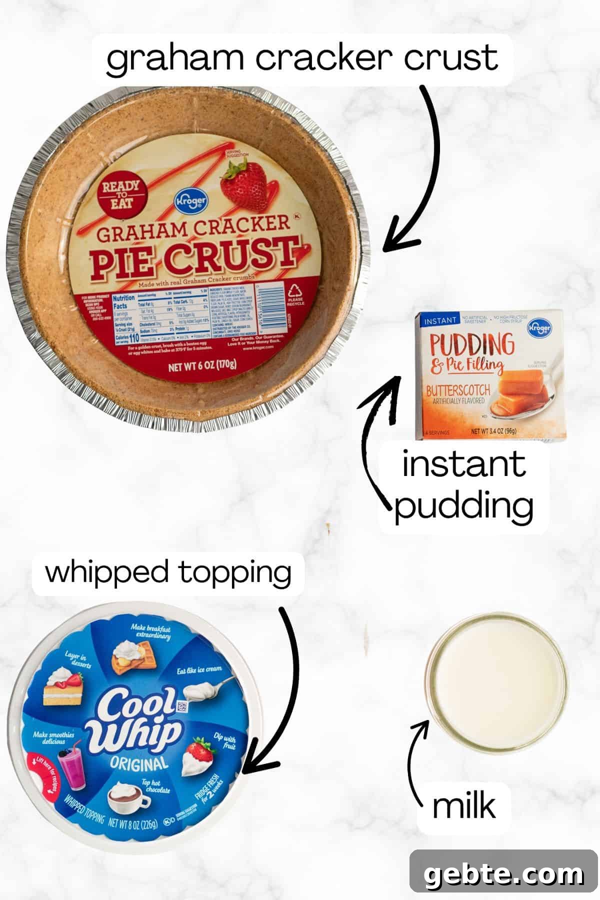ingredients for pudding pie