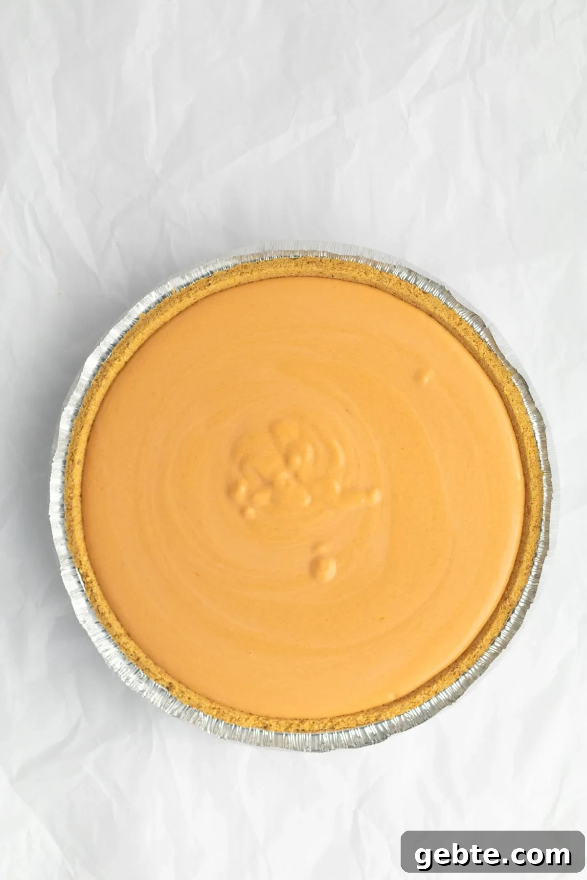 butterscotch pudding filling in a pie crust