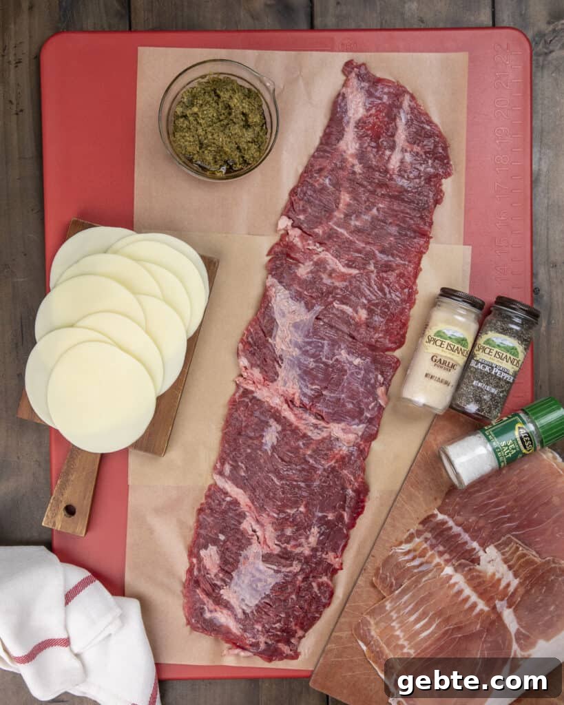Grilled Skirt Steak Pinwheels with Garlic-Herb Filling 3 Skirt steak with filling
