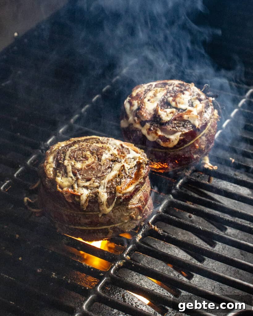 Grilled Skirt Steak Pinwheels with Garlic-Herb Filling 8 Grilled pinwheels