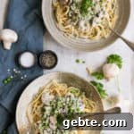Recipe for spaghetti carbonara with super creamy cashew sauce | via @annabanana.co