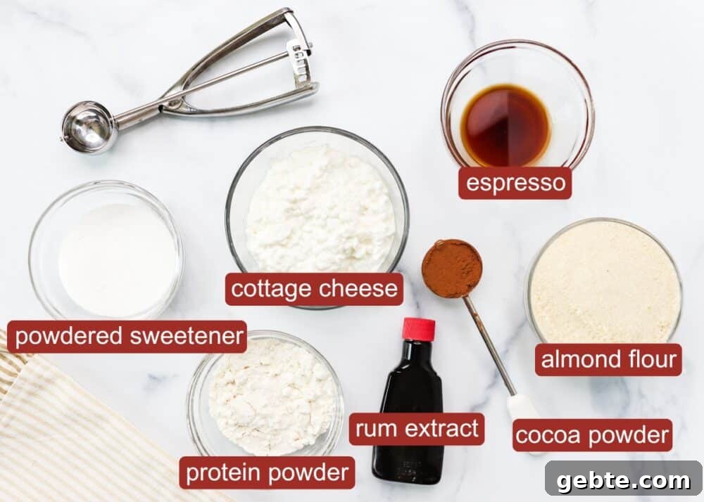 Ingredients for Keto Tiramisu Cottage Cheese Cookie Dough