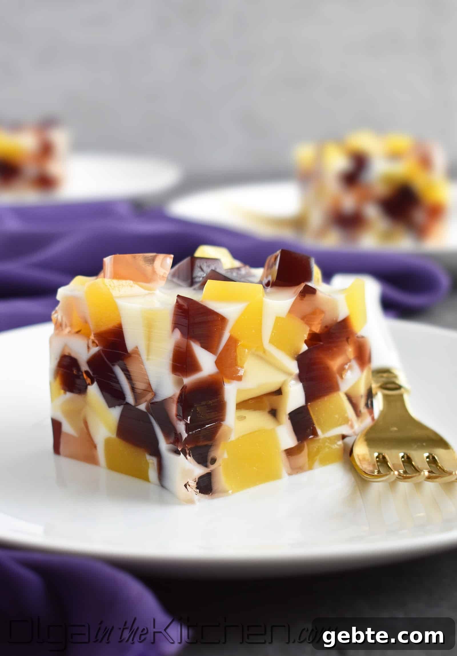 Broken Glass Juice Gelatin: colorful, juicy and creamy, fun, light dessert; perfect for holidays or any occasion throughout the year. | olgainthekitchen.com