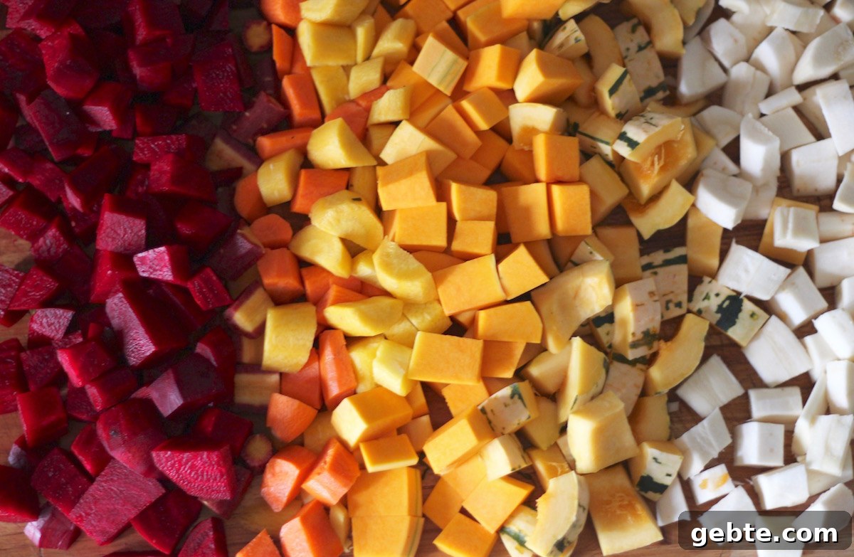 Roasted Rainbow Root Veggies - a delicious mix of Fall root veggies and seasonal squash, roasted to perfection and topped with sage and balsamic! | fedandfulfilled.com