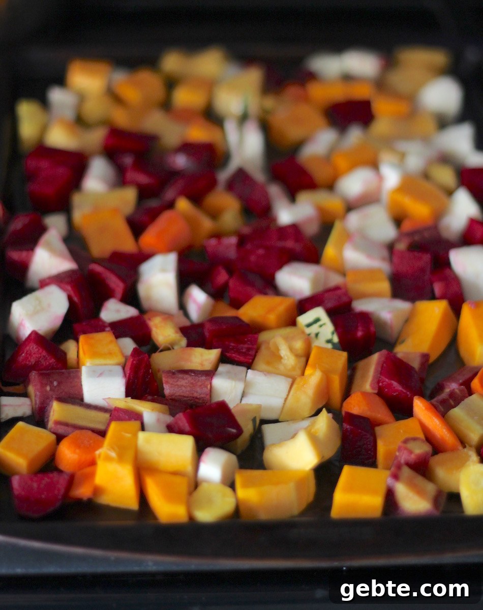 Roasted Rainbow Root Veggies - a simple, yet flavorful side dish, perfect for Thanksgiving! | fedandfulfilled.com