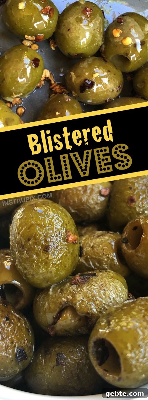 Blistered Green Olives - An easy low carb and keto party snack appetizer! #instrupix