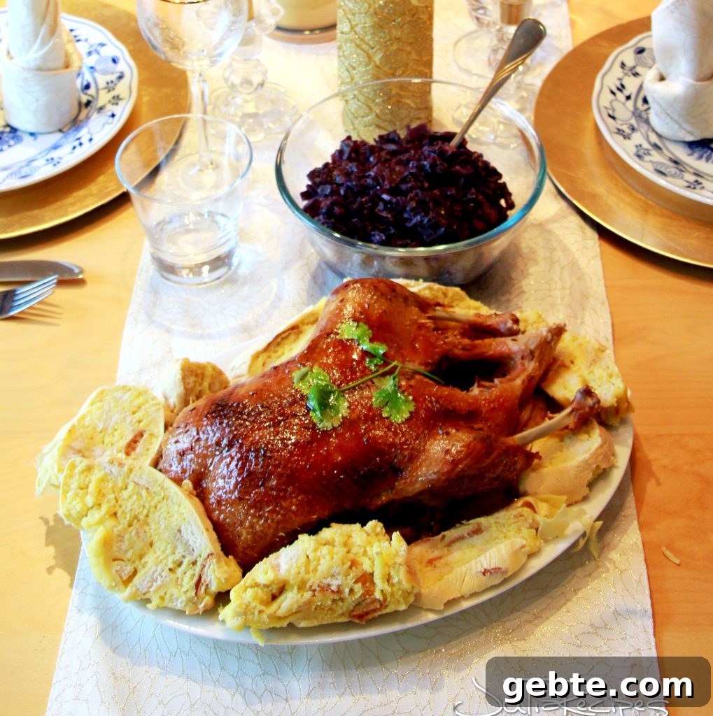 roasted duck on table