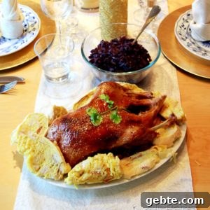 roasted duck on table